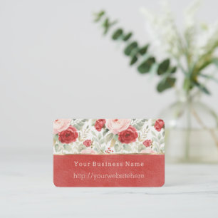 Carte De Visite Nom de site Web d'entreprise florale rose rouge bl