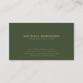 Carte De Visite Nom de société minimal | Gold Line | Vert foncé (Dos)