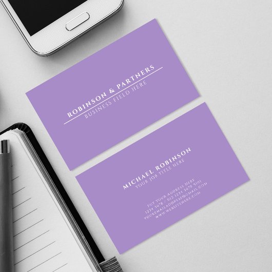 Carte De Visite Nom de société minimal | Ligne blanche | Purple do