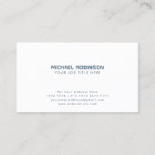 Carte De Visite Nom de société minimal | Moderne | Bleu rustique (Dos)