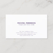 Carte De Visite Nom de société minimal | Moderne | Rustique violet (Dos)
