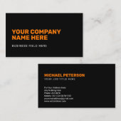 Carte De Visite Nom de société minimal | Orange en noir (Devant / Derrière)