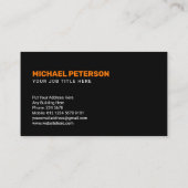 Carte De Visite Nom de société minimal | Orange en noir (Dos)