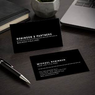 Carte De Visite Nom de société minimaliste sur fond noir