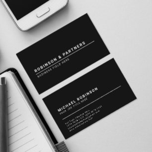Carte De Visite Nom de société minimaliste sur noir