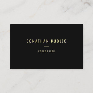 Carte De Visite Nom de texte or élégant moderne Modèle noir