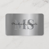 Carte De Visite Nom de typographie Code QR Script Luxe Argent (Devant)