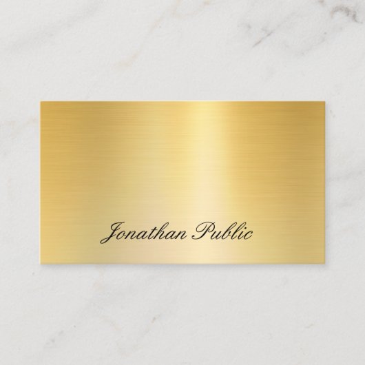 Carte De Visite Nom d'écriture manuscrite Elegant Modèle d'or Faux (Devant)