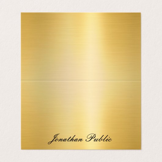 Carte De Visite Nom d'écriture moderne Gold Elegant Modèle (Extérieur déplié)
