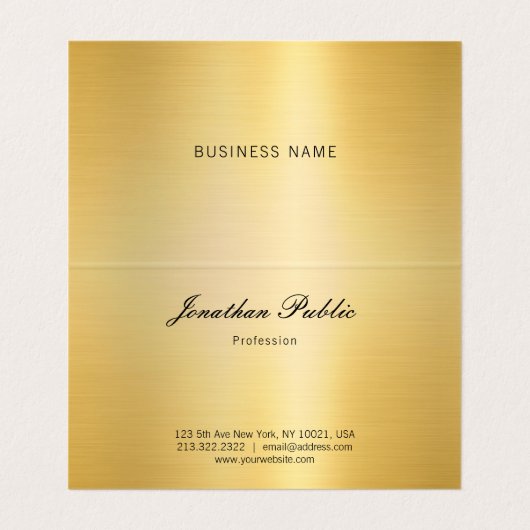 Carte De Visite Nom d'écriture moderne Gold Elegant Modèle (Intérieur déplié)