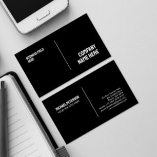 Carte De Visite Nom d'entreprise minimaliste sur fond noir