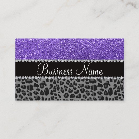 Carte De Visite Nom d'entreprise parties scintillant violet noir l (Devant)