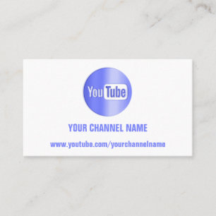 CARTE DE VISITE NOM DU CANAL VOUS TUBER LOGO QR CODE BLANC BLEU