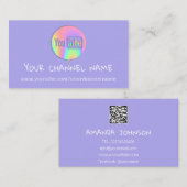 CARTE DE VISITE NOM DU CANAL VOUS TUBER LOGO QR CODE HOLOGRAPHE (Devant / Derrière)