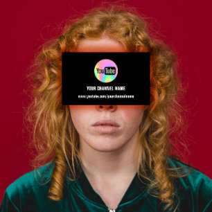 CARTE DE VISITE NOM DU CANAL VOUS TUBER LOGO QR CODE HOLOGRAPHIQUE