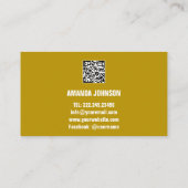 CARTE DE VISITE NOM DU CANAL VOUS TUBER LOGO QR CODE MUSTARD JAUNE (Dos)