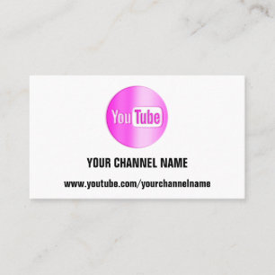 CARTE DE VISITE NOM DU CANAL VOUS TUBER LOGO QR CODE ROSE BLANC