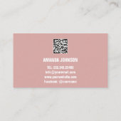 CARTE DE VISITE NOM DU CANAL VOUS TUBER LOGO QR CODE ROSE BLUSH (Dos)