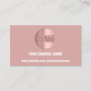 CARTE DE VISITE NOM DU CANAL VOUS TUBER LOGO QR CODE ROSE BLUSH