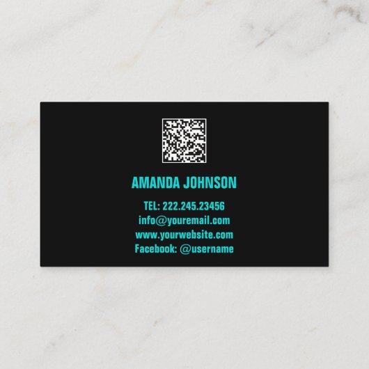 CARTE DE VISITE NOM DU CANAL YOUTUBER LOGO QR CODE BLEU MINT (Dos)