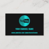 CARTE DE VISITE NOM DU CANAL YOUTUBER LOGO QR CODE BLEU MINT (Devant)