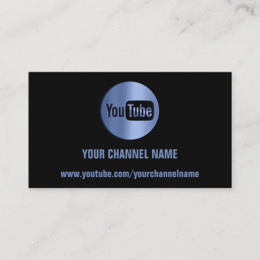 CARTE DE VISITE NOM DU CANAL YOUTUBER LOGO QR CODE BLEU NOIR (Devant)