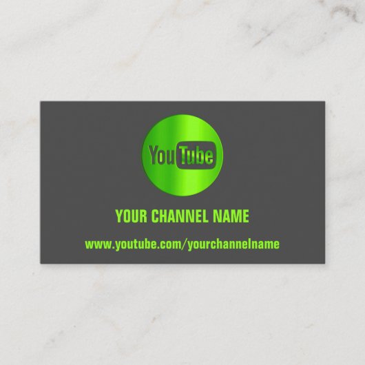 CARTE DE VISITE NOM DU CANAL YOUTUBER LOGO QR CODE GRAY VERT (Devant)