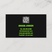 CARTE DE VISITE NOM DU CANAL YOUTUBER LOGO QR CODE NOIR VERT (Dos)