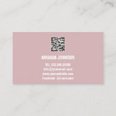 CARTE DE VISITE NOM DU CANAL YOUTUBER LOGO QR CODE ROSE (Dos)