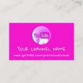 CARTE DE VISITE NOM DU CANAL YOUTUBER LOGO QR CODE ROSE (Devant)