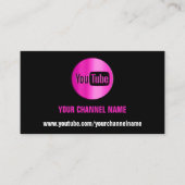 CARTE DE VISITE NOM DU CANAL YOUTUBER LOGO QR CODE ROSE NOIR (Devant)