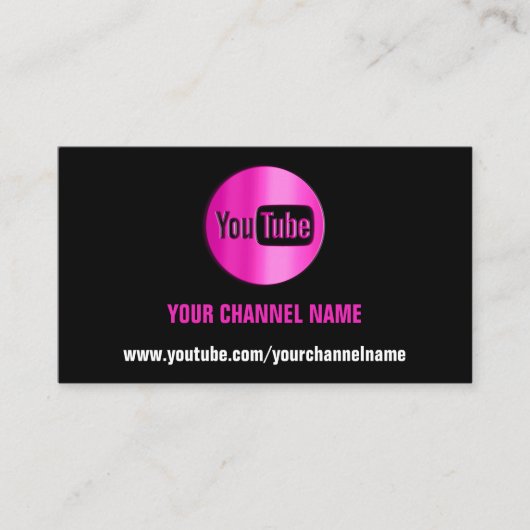 CARTE DE VISITE NOM DU CANAL YOUTUBER LOGO QR CODE ROSE NOIR (Devant)