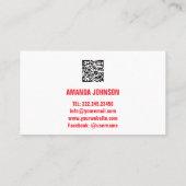 CARTE DE VISITE NOM DU CANAL YOUTUBER LOGO QR CODE ROUGE BLANC (Dos)