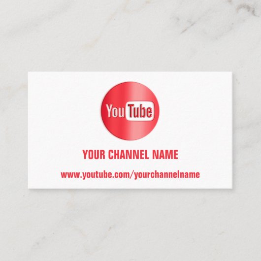 CARTE DE VISITE NOM DU CANAL YOUTUBER LOGO QR CODE ROUGE BLANC (Devant)