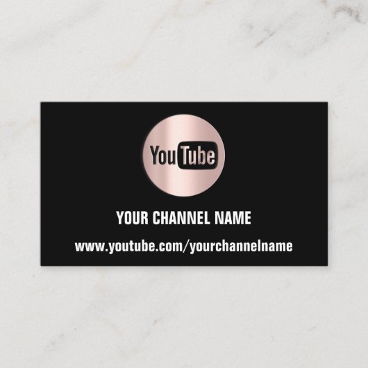 CARTE DE VISITE NOM DU CANAL YOUTUBER LOGO QR ROSE BLACK WHITE (Devant)