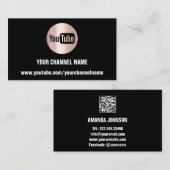 CARTE DE VISITE NOM DU CANAL YOUTUBER LOGO QR ROSE BUS BLANC NOIR (Devant / Derrière)