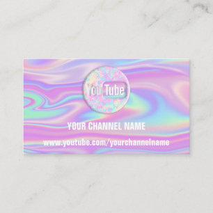 CARTE DE VISITE NOM DU CANAL YOUTUBER SUSCRIBE LOGO HOLOGRAPH QR 