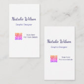 Carte De Visite nom du graphiste scannez le code QR détails profes (Devant / Derrière)