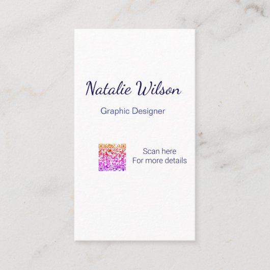 Carte De Visite nom du graphiste scannez le code QR détails profes (Devant)