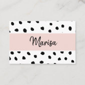 Carte De Visite Nom du monogramme moderne | Points rose et noir Pa (Devant)