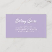 Carte De Visite Nom du monogramme violet de lavande chic personnal (Dos)