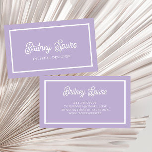Carte De Visite Nom du monogramme violet de lavande chic personnal