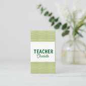 Carte De Visite Nom du professeur de bandes blanches et vert citro (Debout devant)