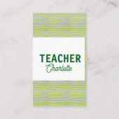 Carte De Visite Nom du professeur de bandes blanches et vert citro (Dos)