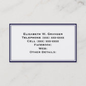 Carte De Visite Nom du ruban rouge de la canneberge bleue de la ma (Dos)