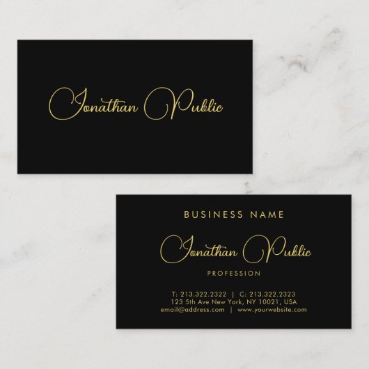 Carte De Visite Nom du script de typographie personnalisée Modèle  (Devant / Derrière)