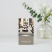 Carte De Visite Nom du script du concepteur d'intérieur Photo QR T (Debout devant)