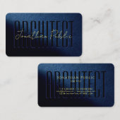Carte De Visite Nom du script Gold personnalisé Luxury Blue Archit (Devant / Derrière)