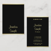 Carte De Visite Nom du script main tendance Black Gold Modern Modè (Devant / Derrière)