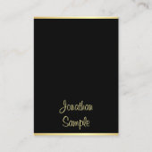 Carte De Visite Nom du script main tendance Black Gold Modern Modè (Devant)